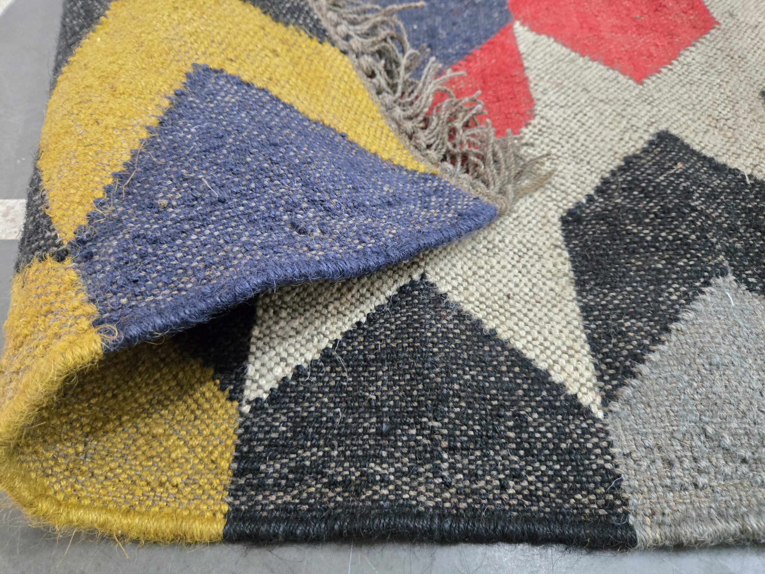 Wool Jute Geometric Kilim