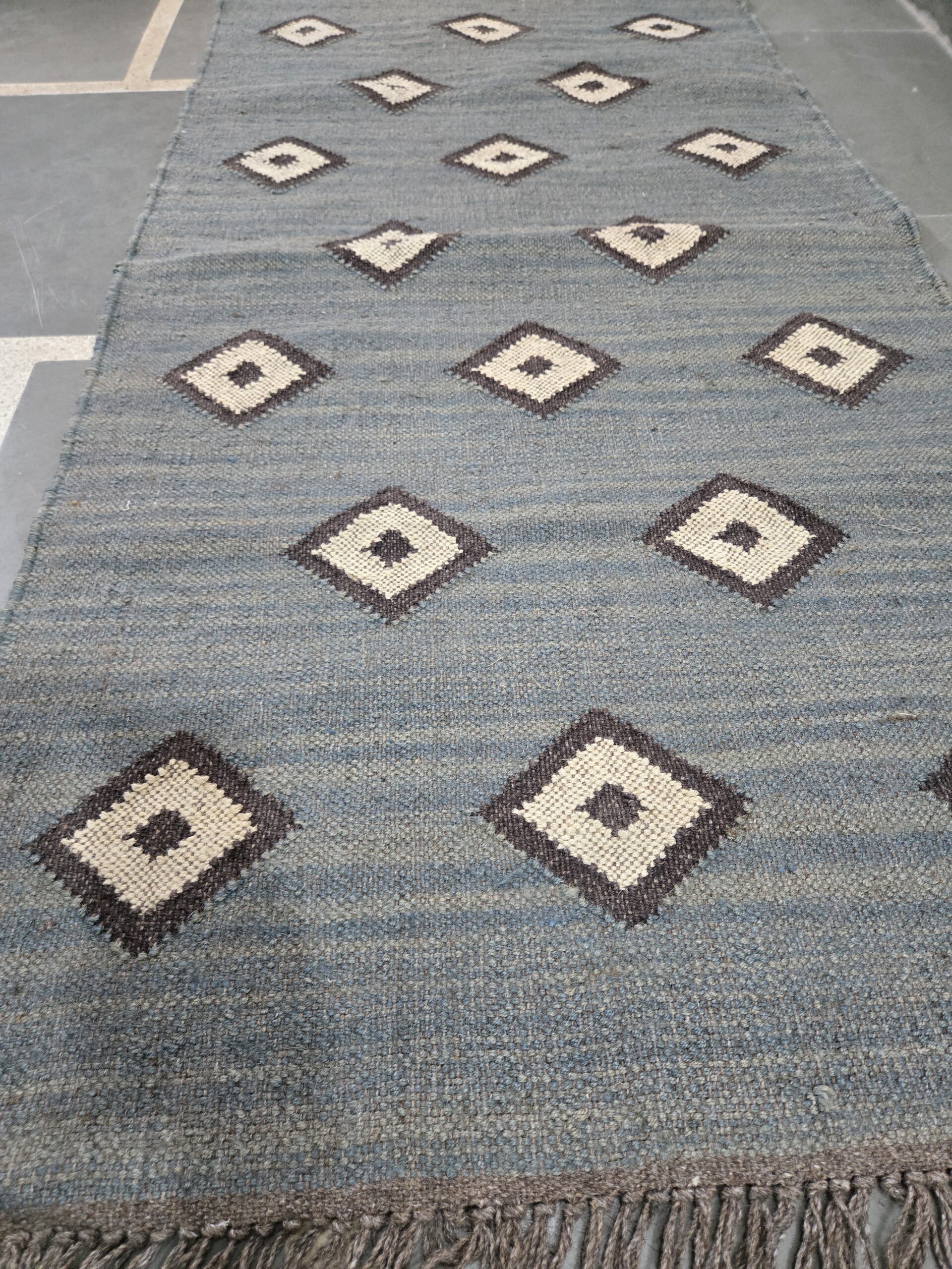 Blue Gray Geometric Rug