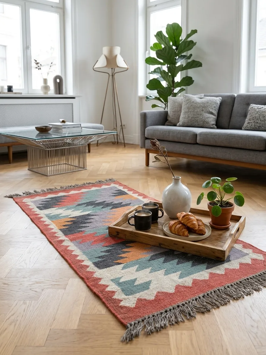Artisan woven wool jute rug