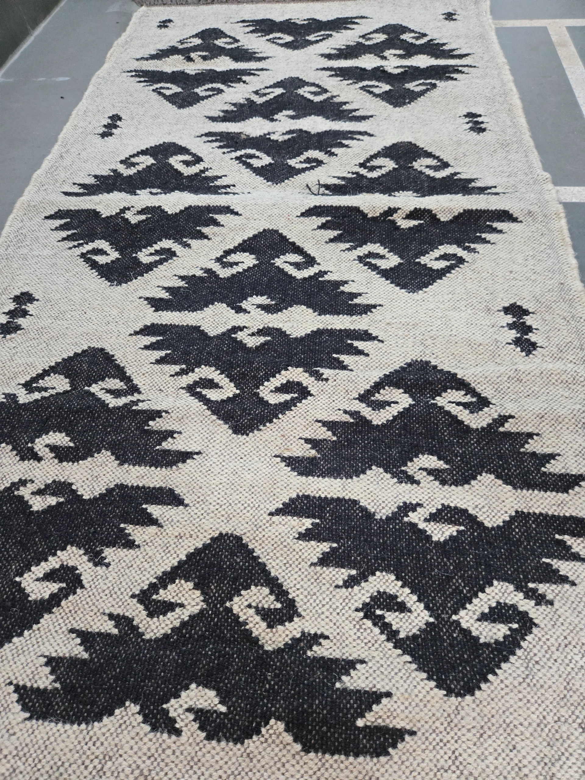 Aztec inspired Indian kilim rug