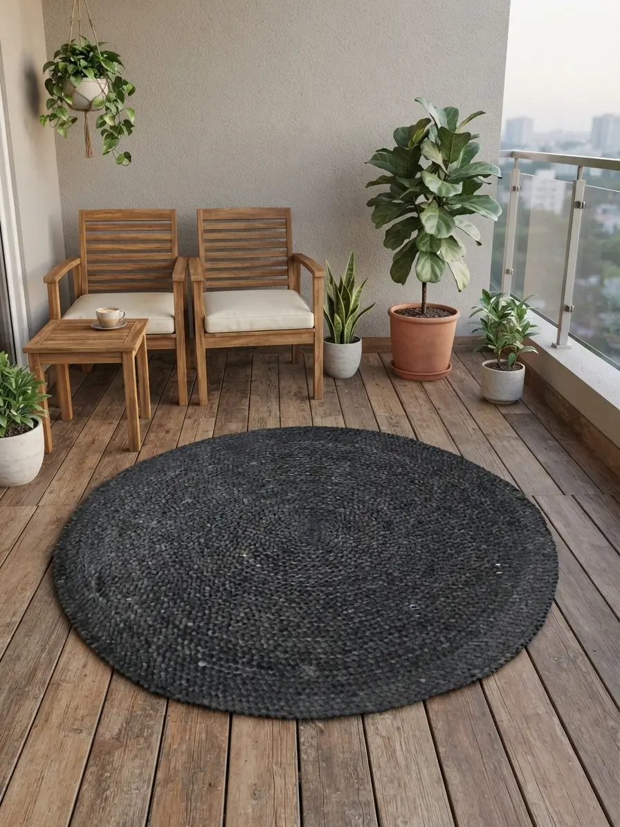 Black Braided Hall Rug