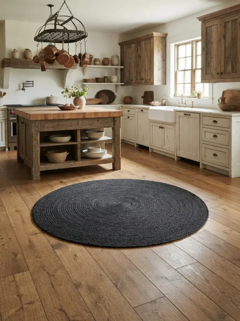 Black Braided Kitchen Rug