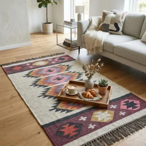 Bohemian geometric tribal rug design