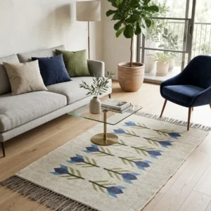 Boho area rug blue pattern
