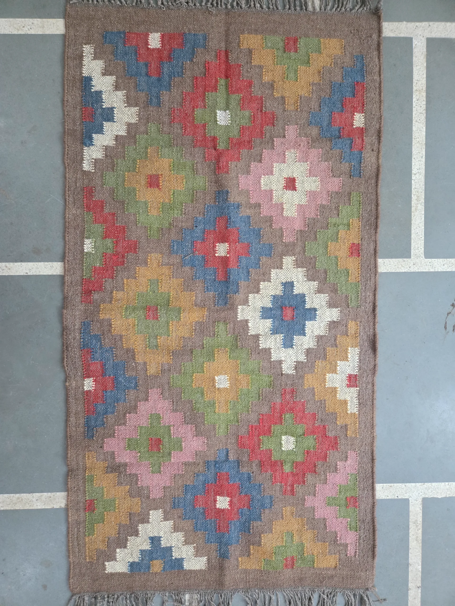 Boho geometric rug colorful pattern