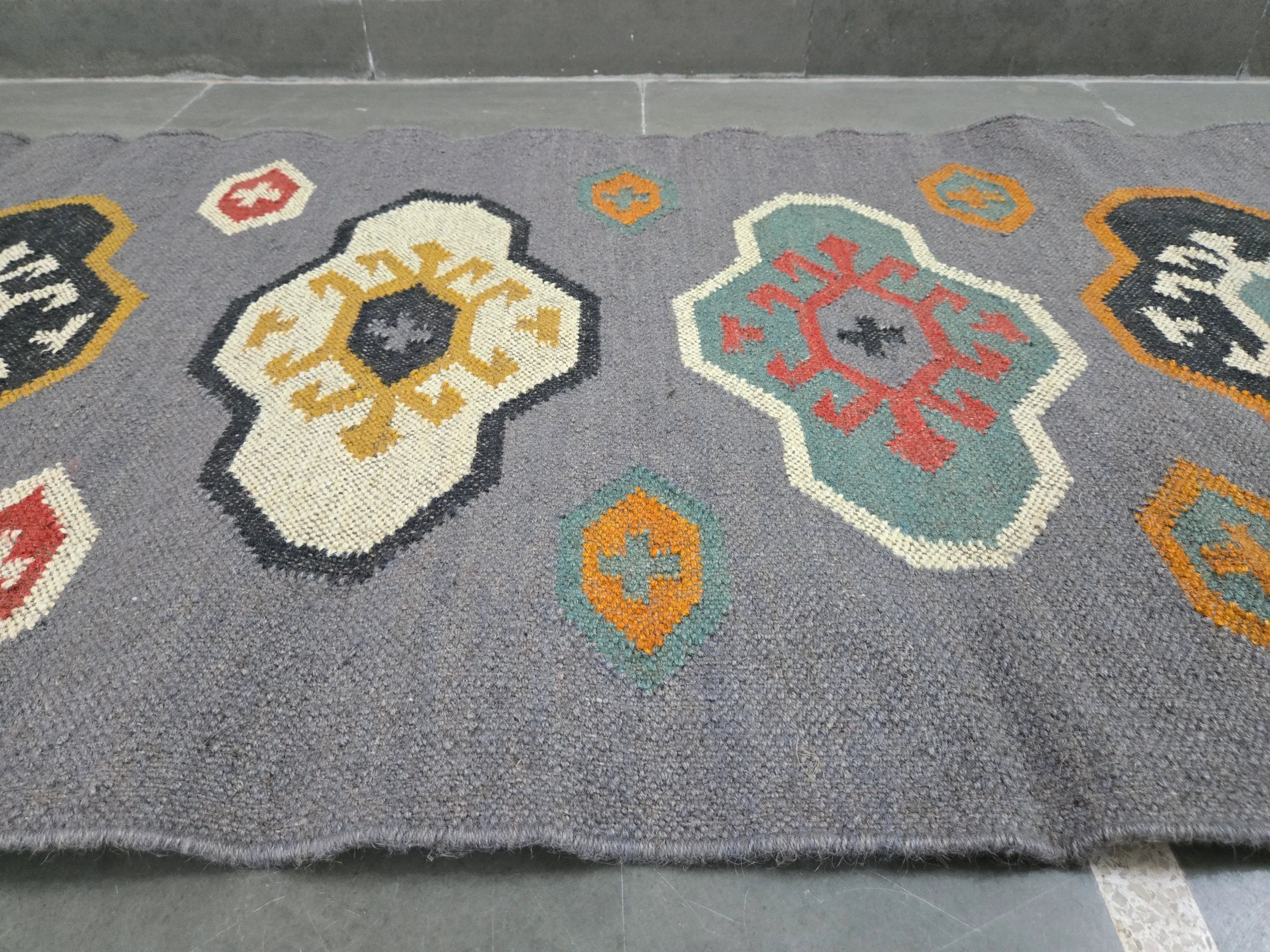 Boho kilim rug geometric medallions