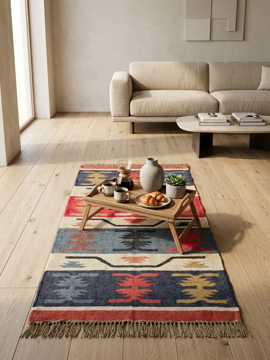 Bold banded tribal design rug