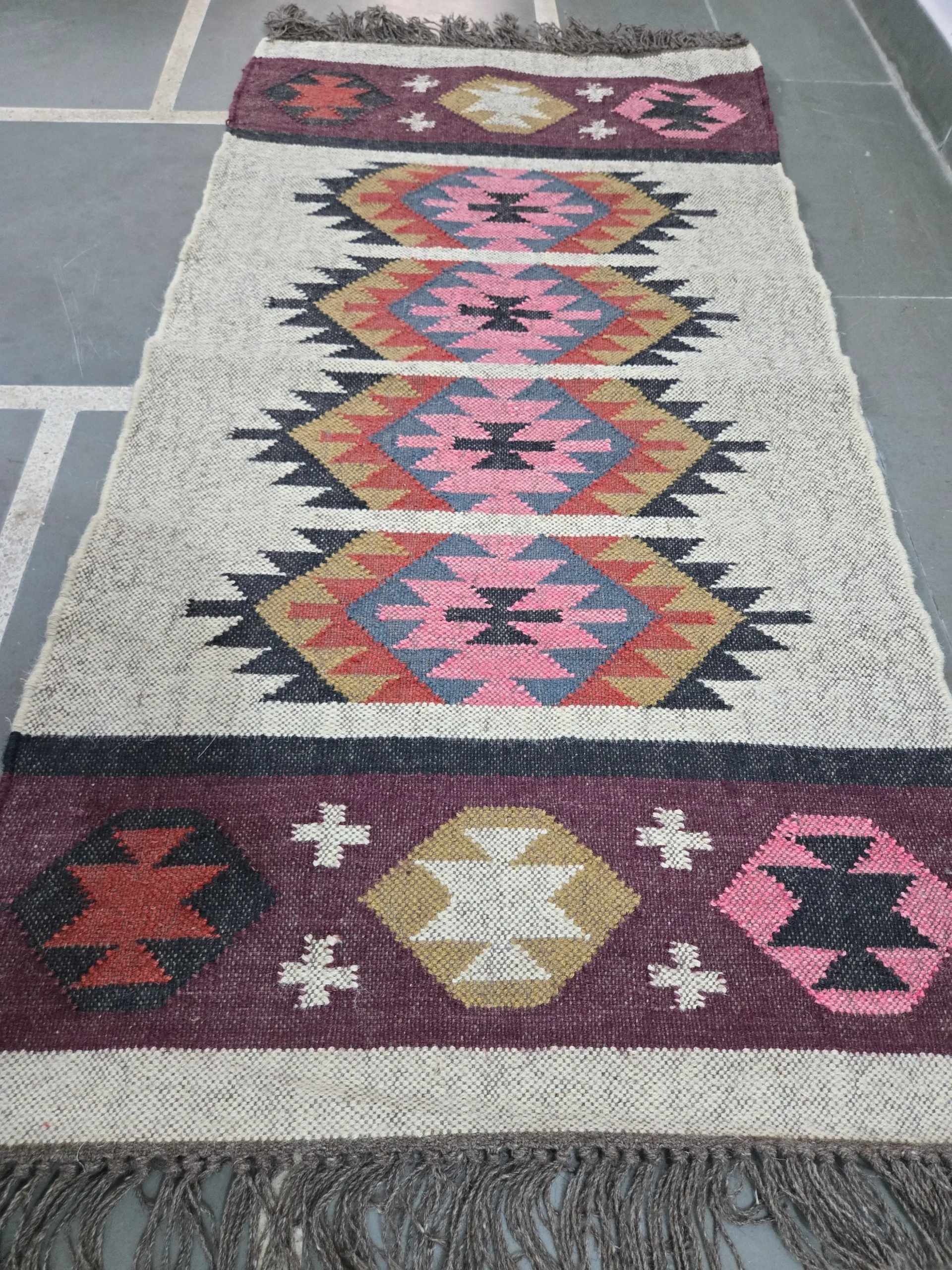 Bold diamond tribal kilim rug