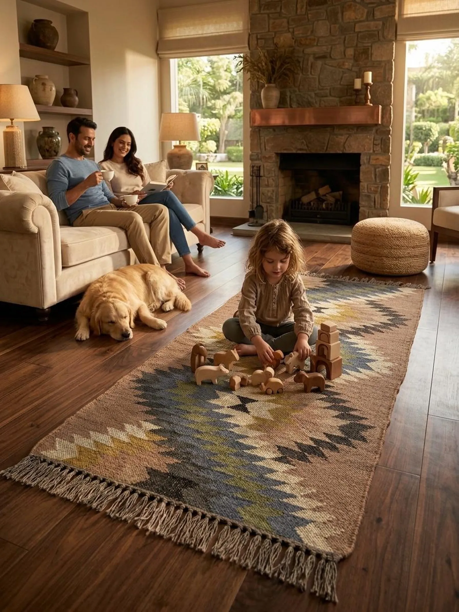 Decorative Moroccan geometric kilim rug