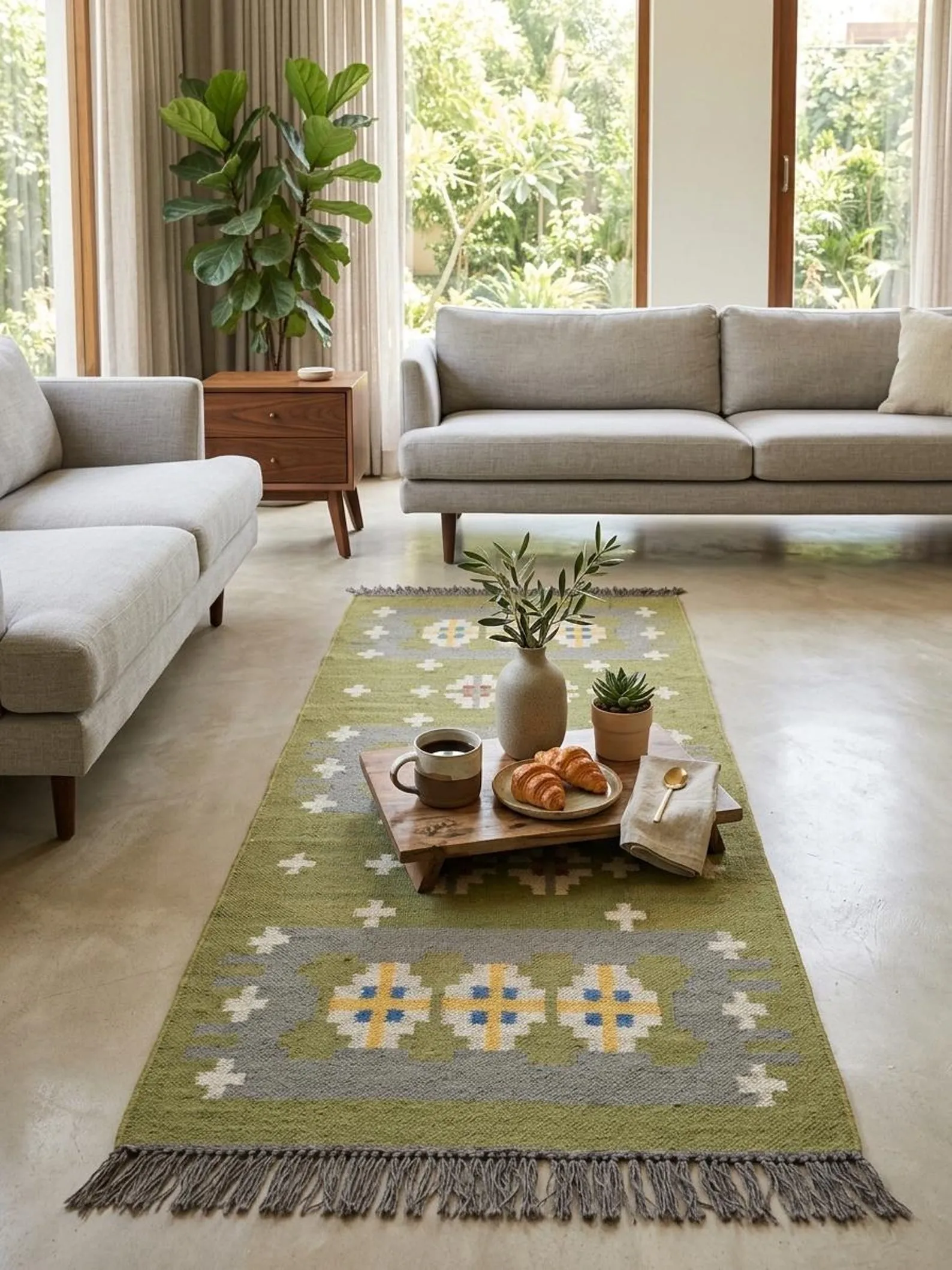 Decorative farmhouse kilim geometric rug