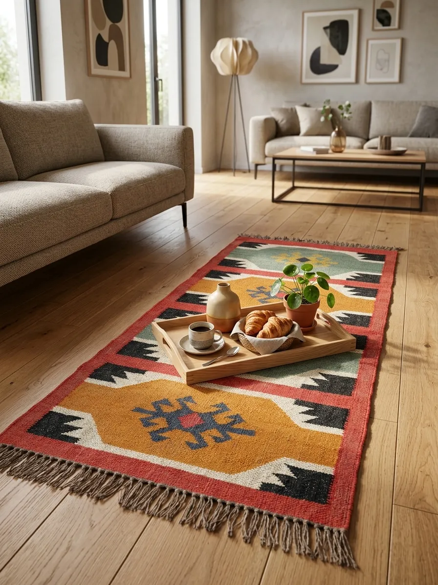 Decorative tribal geometric kilim pattern