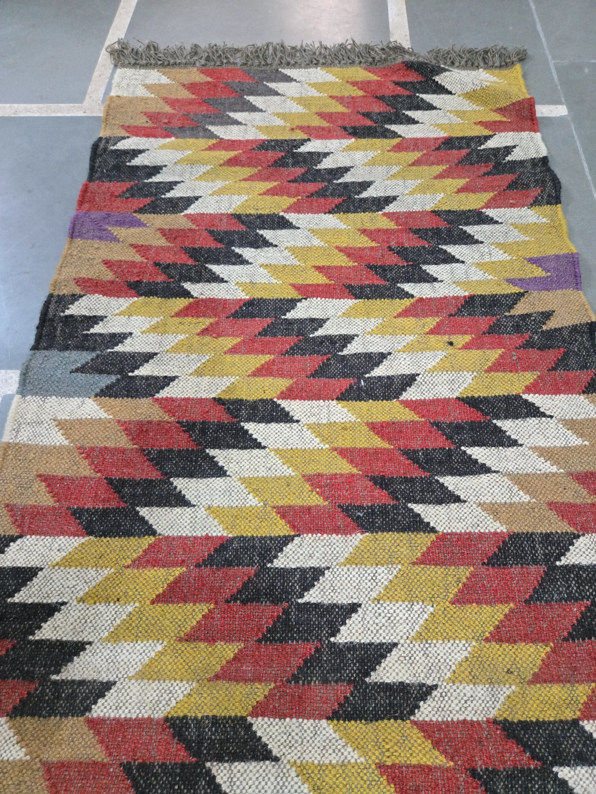 Dhurrie flatweave rug traditional texture