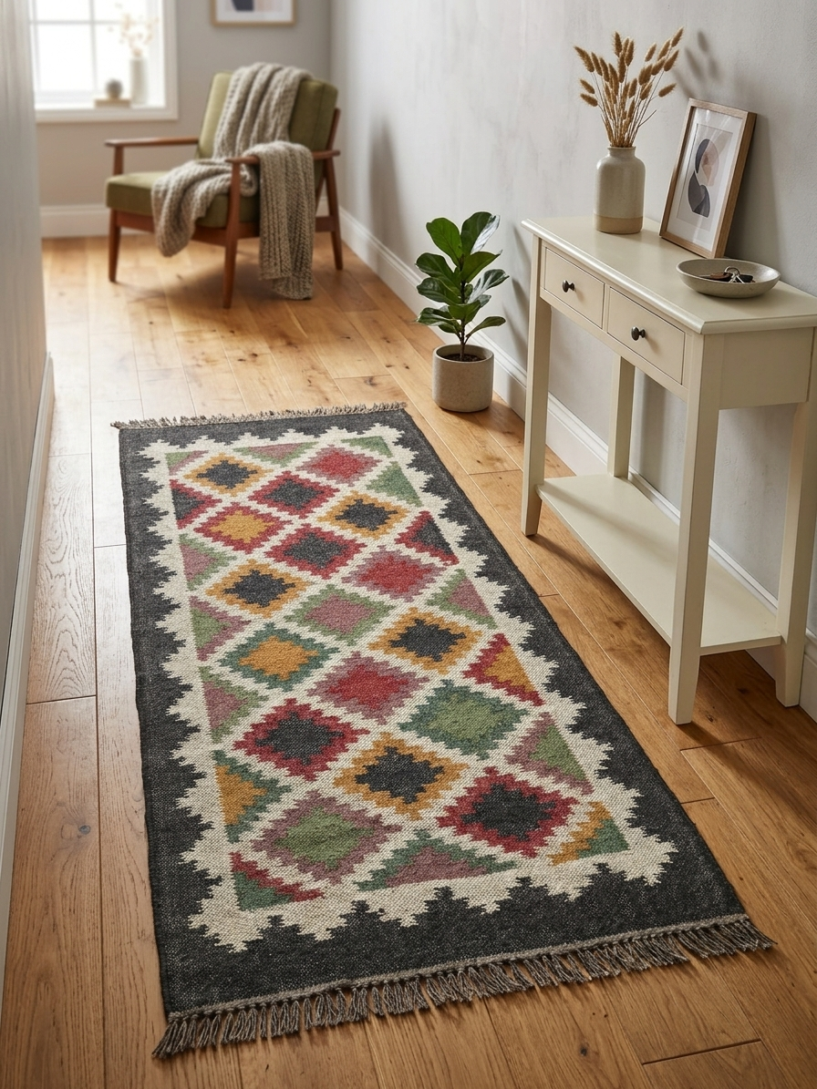 Dark Border Diamond Kilim