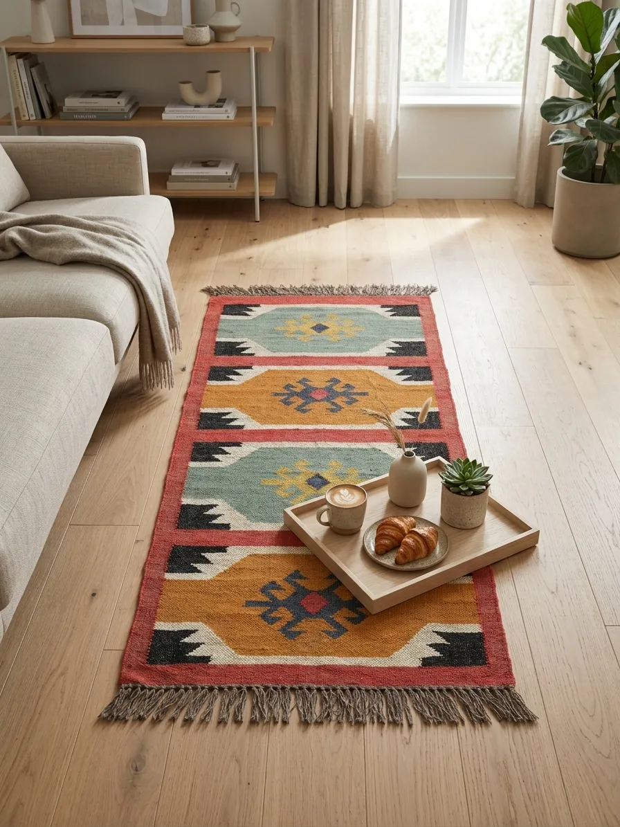 Geometric medallion tribal area rug
