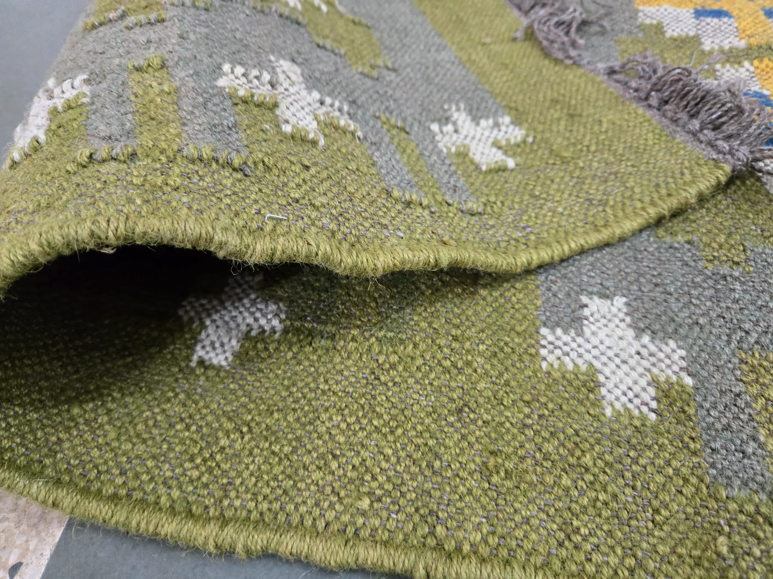 Green geometric farmhouse area rug