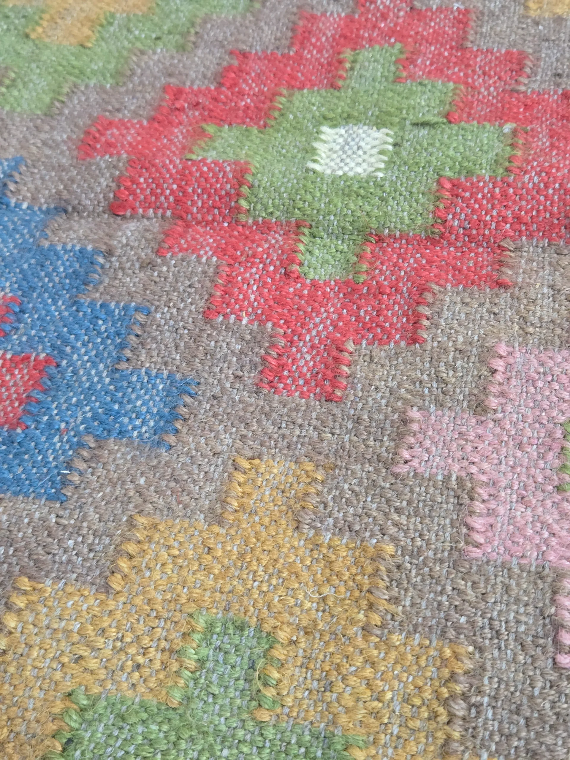 Handwoven Indian geometric kilim design