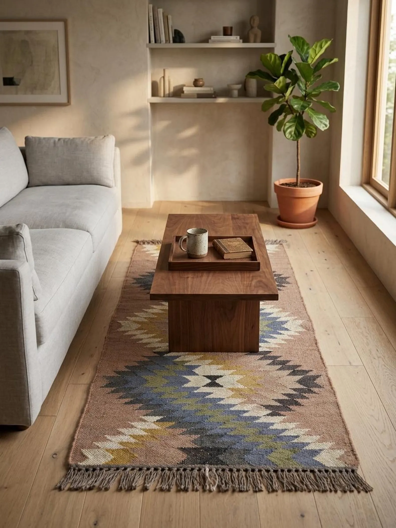 Handwoven Moroccan inspired kilim rug