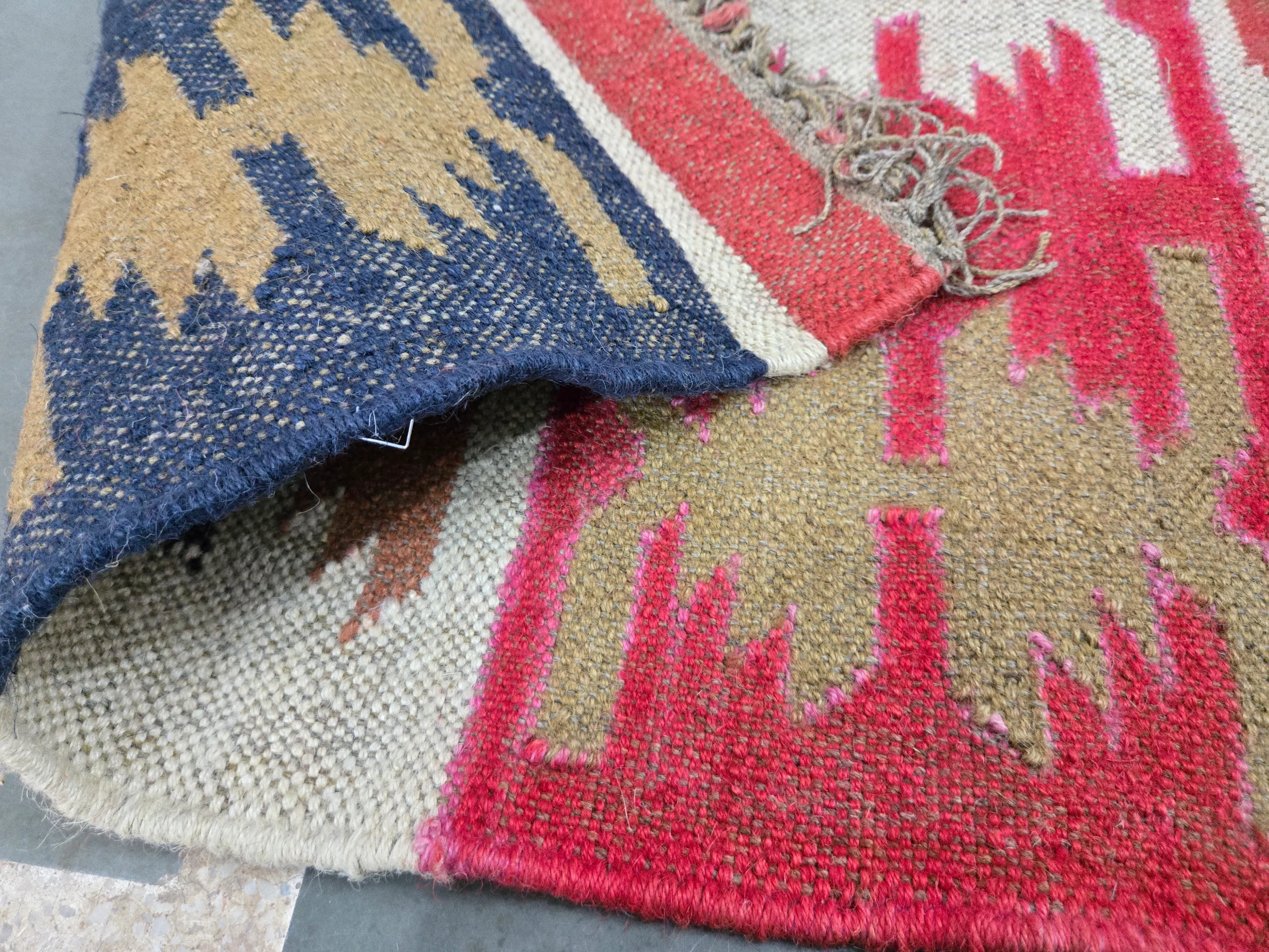 Handwoven tribal kilim striped design