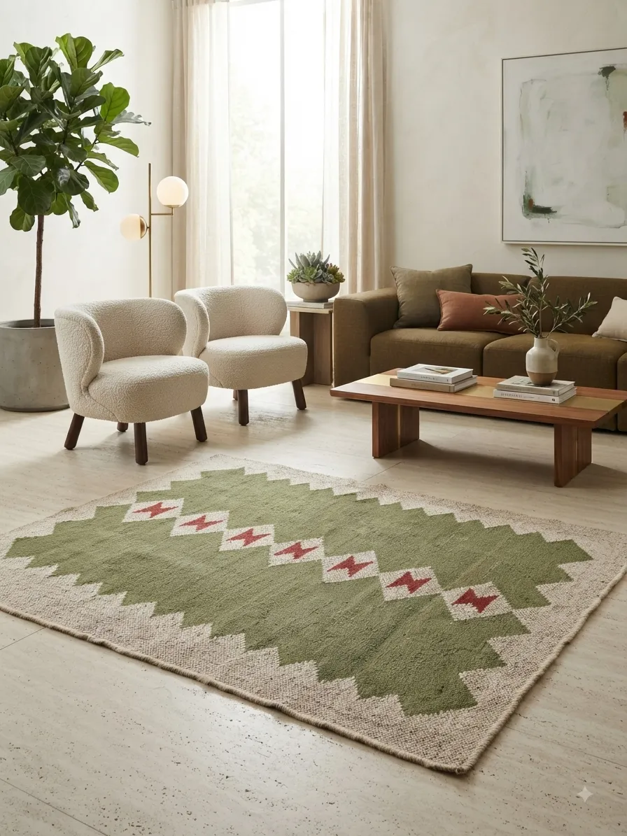 Indian artisan wool rug design