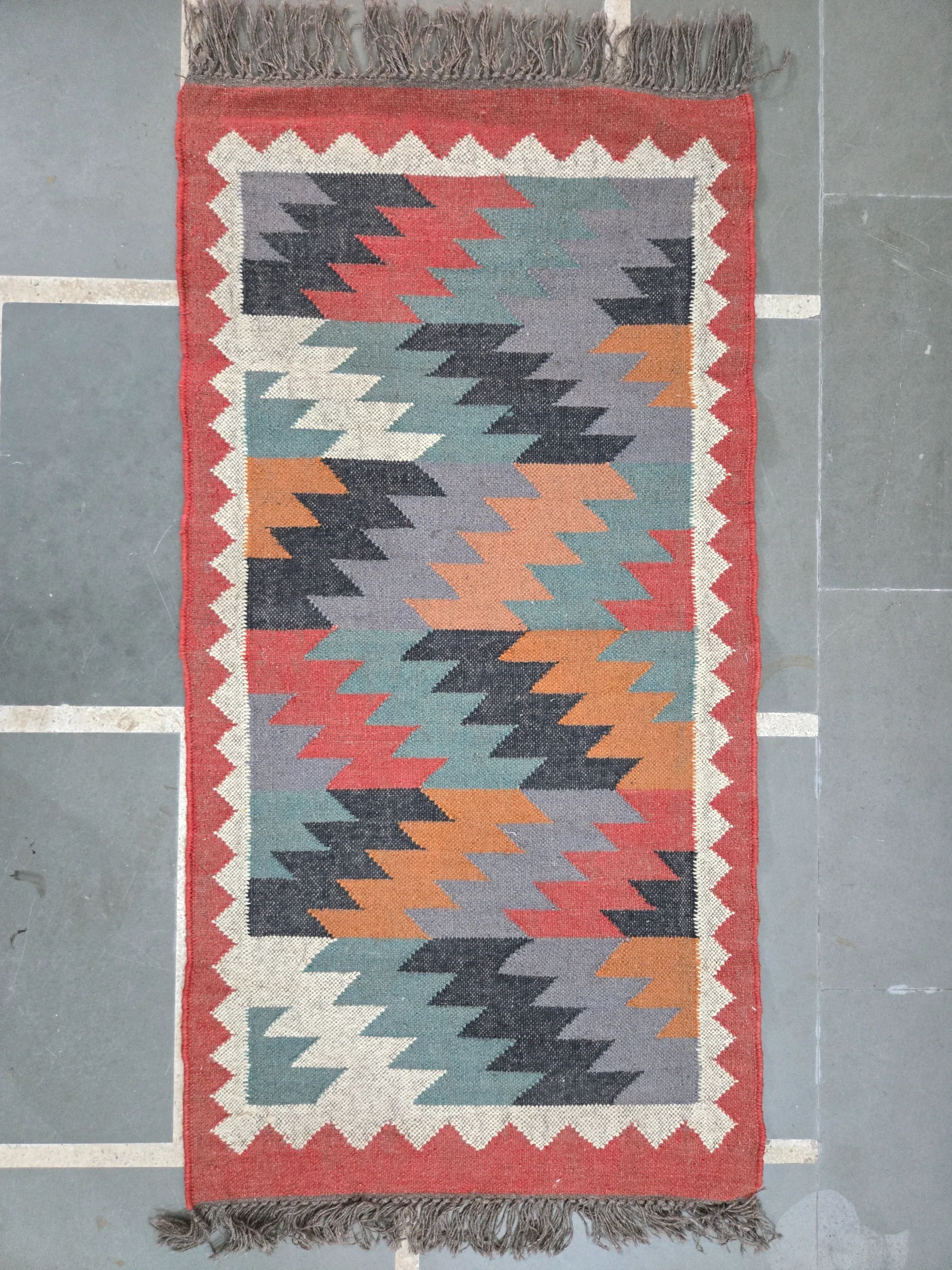 Jute wool flatweave rug texture