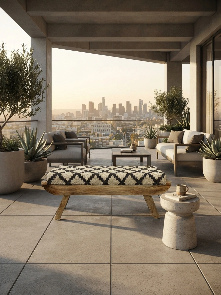 Kilim Bench in Garden Area