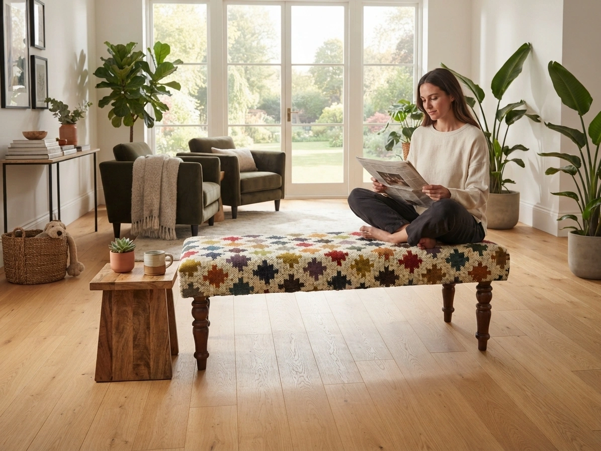 Kilim Bench in Garden