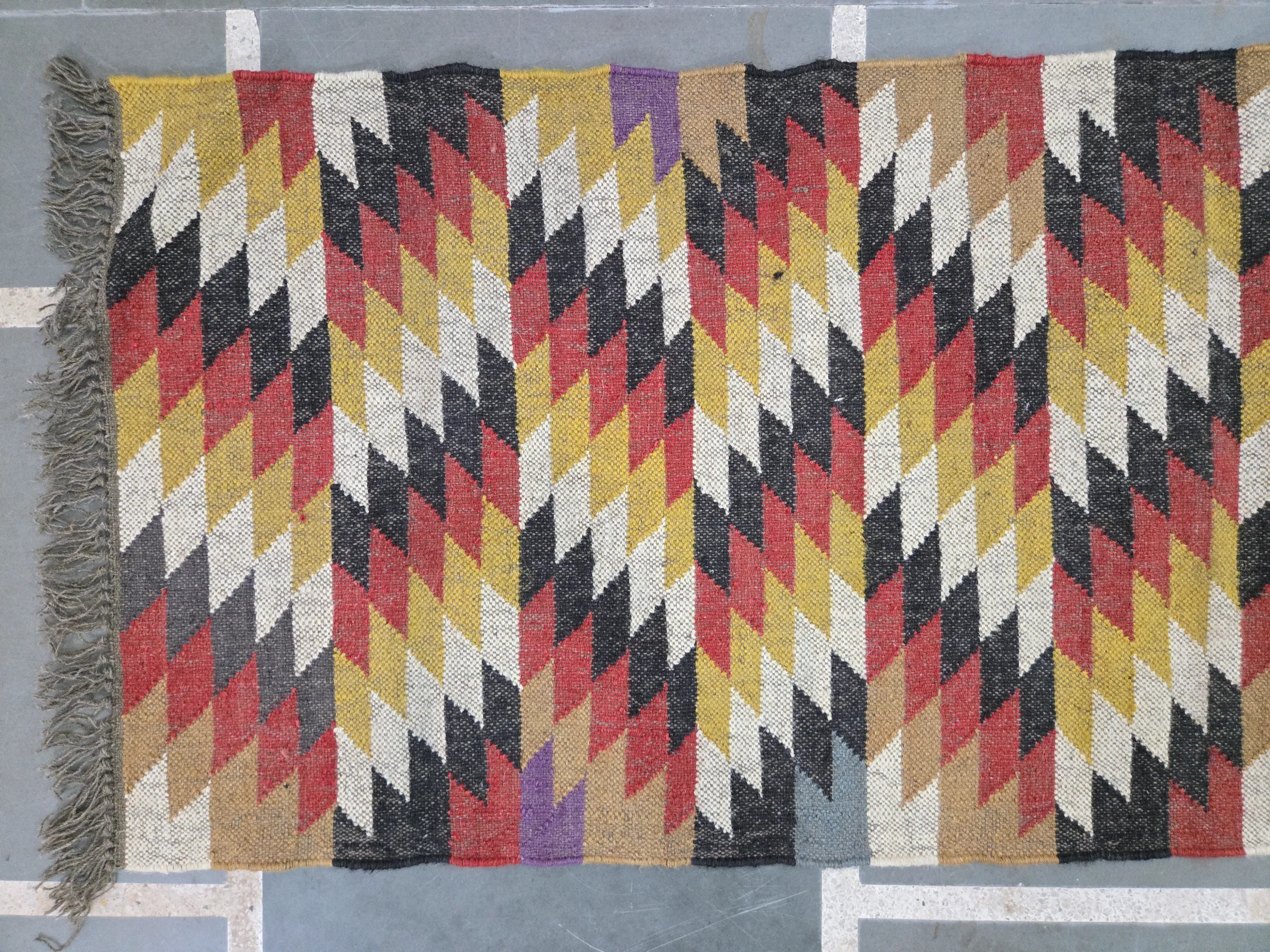 Natural Indian flatweave dhurrie rug