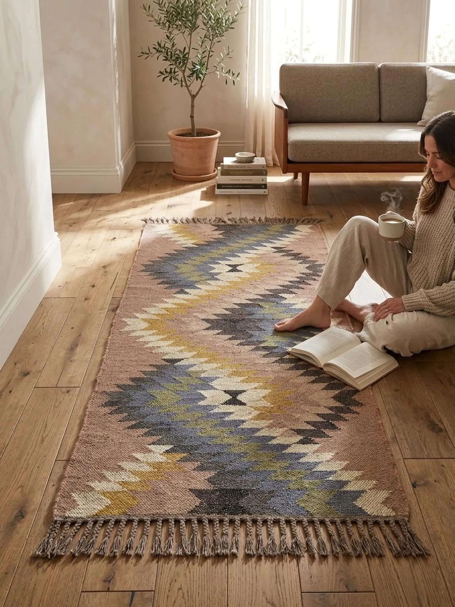 Rustic Moroccan tribal rug design