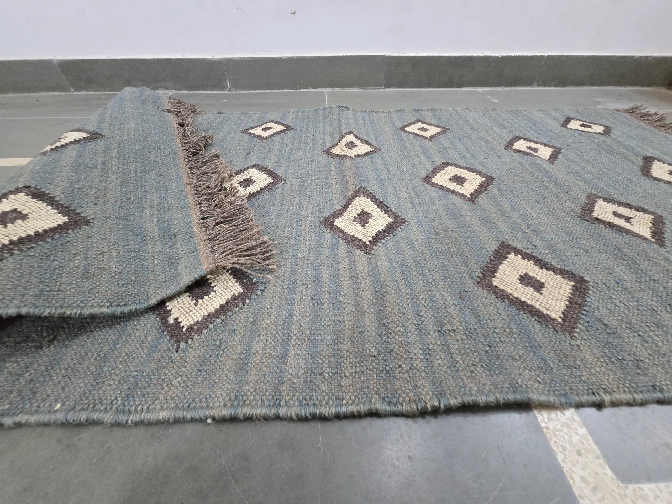 Rustic blue gray boho rug