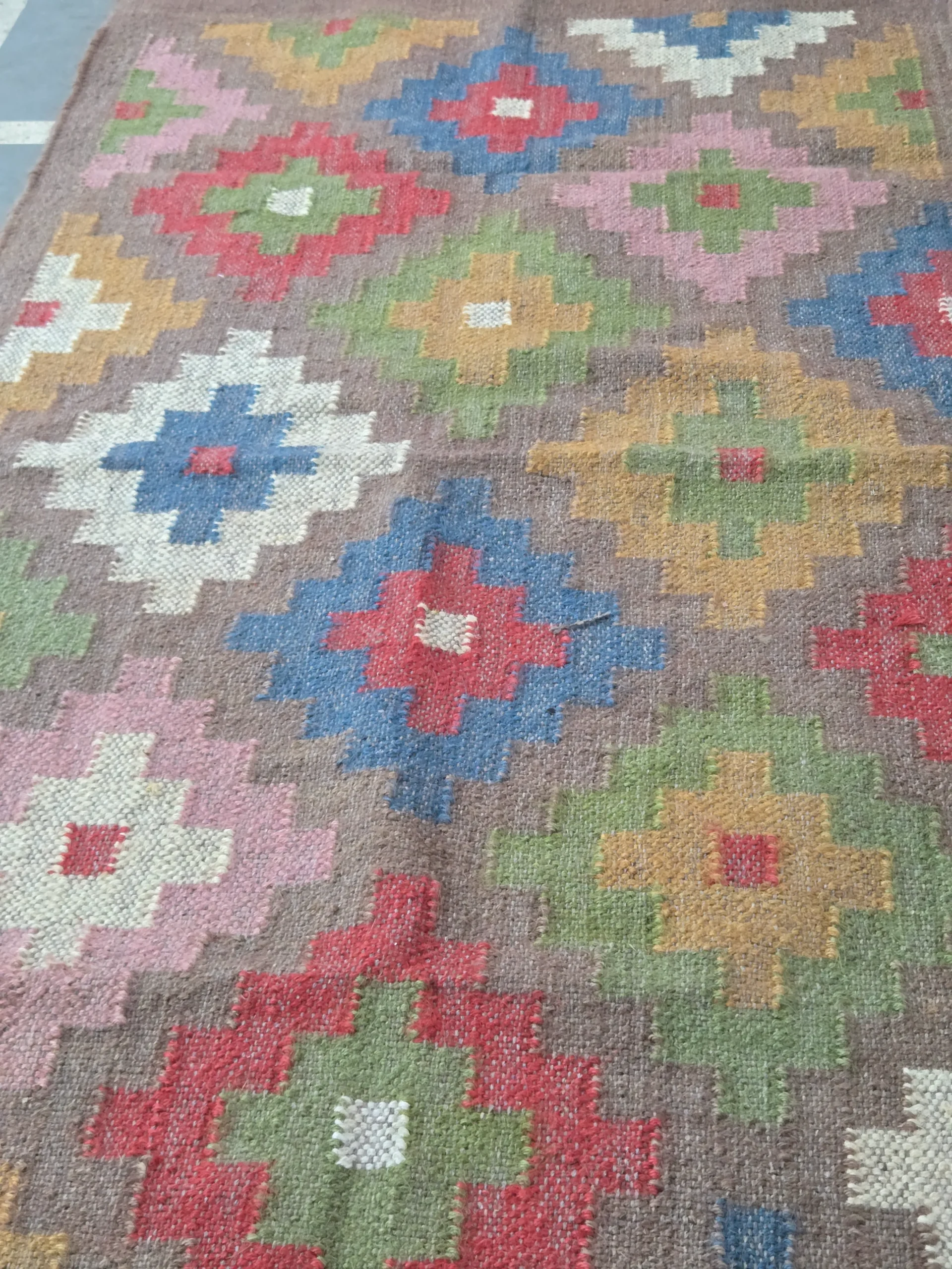 Rustic boho geometric floor covering