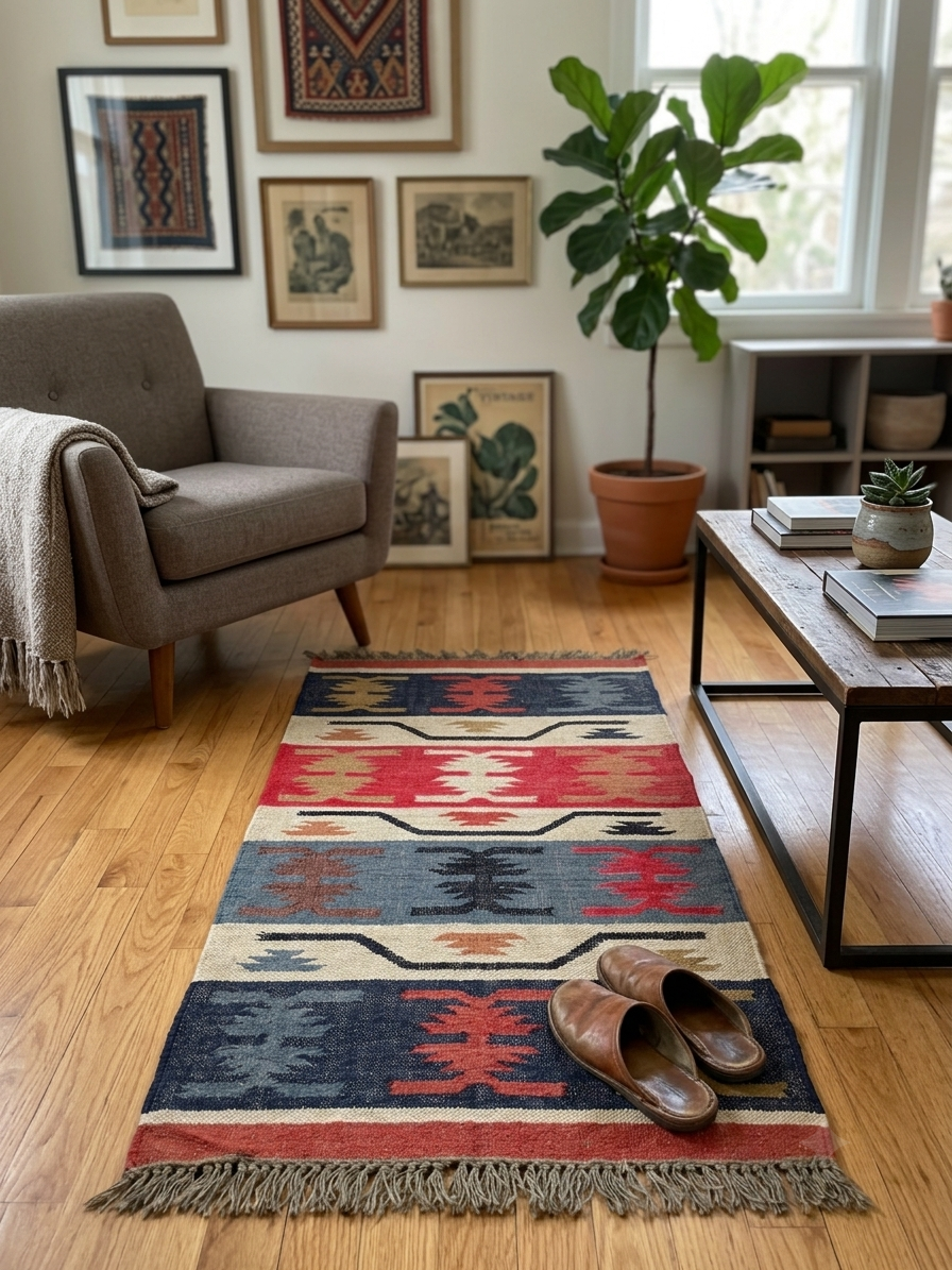 Totem figure tribal print rug