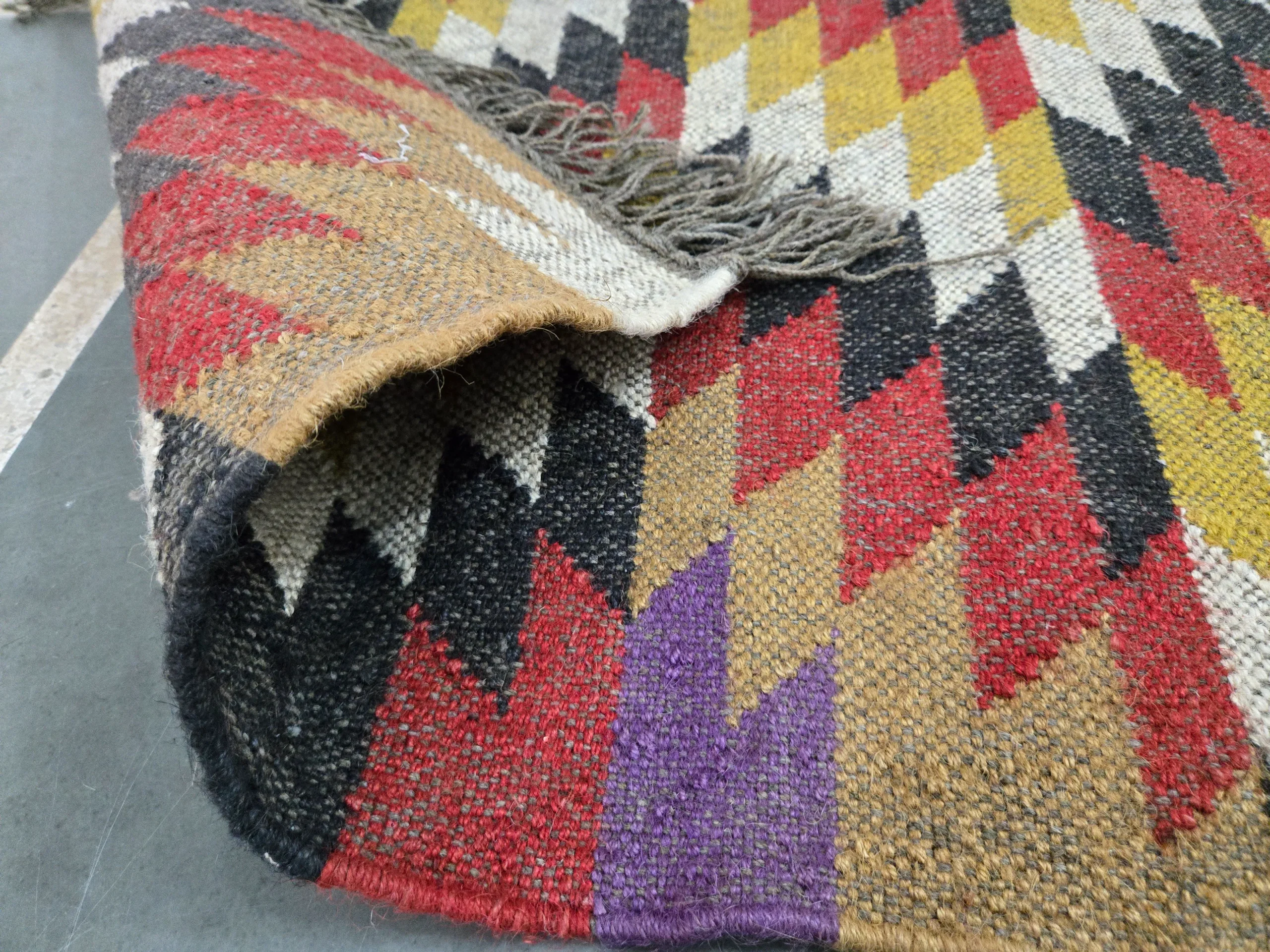 Traditional dhurrie geometric woven rug