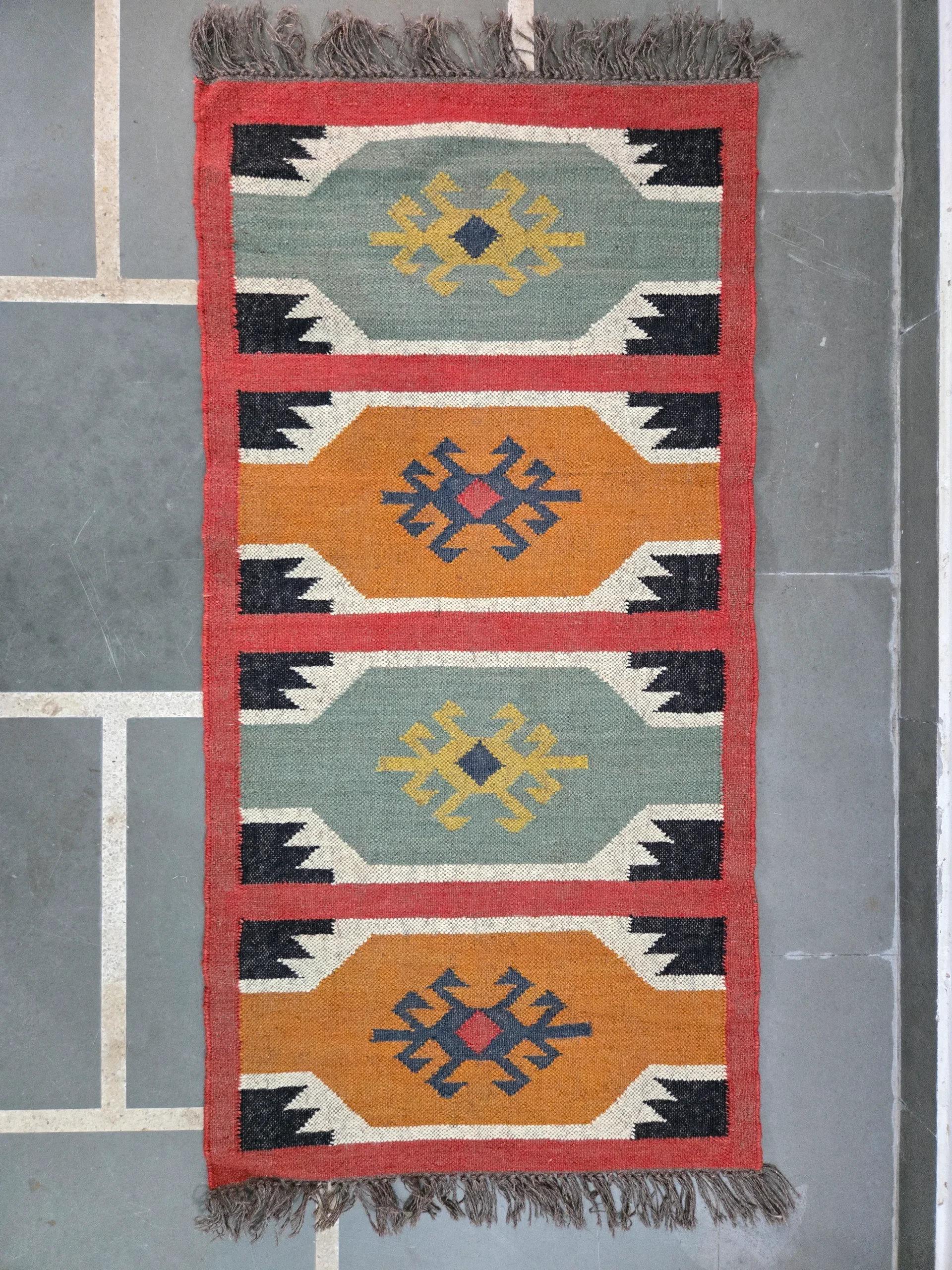 Traditional folk geometric kilim rug
