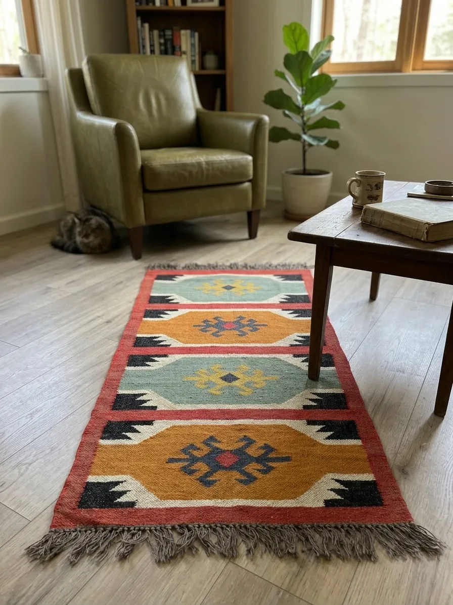 Tribal diamond geometric area rug