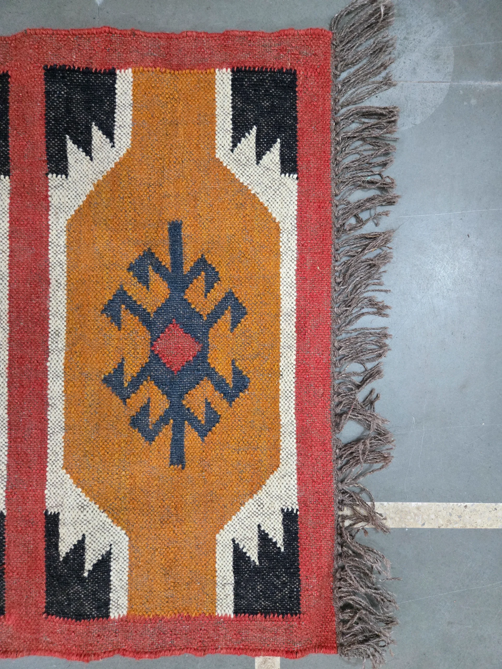 Tribal Geometric Area Rug | Handmade Bold Folk Design - Image 2