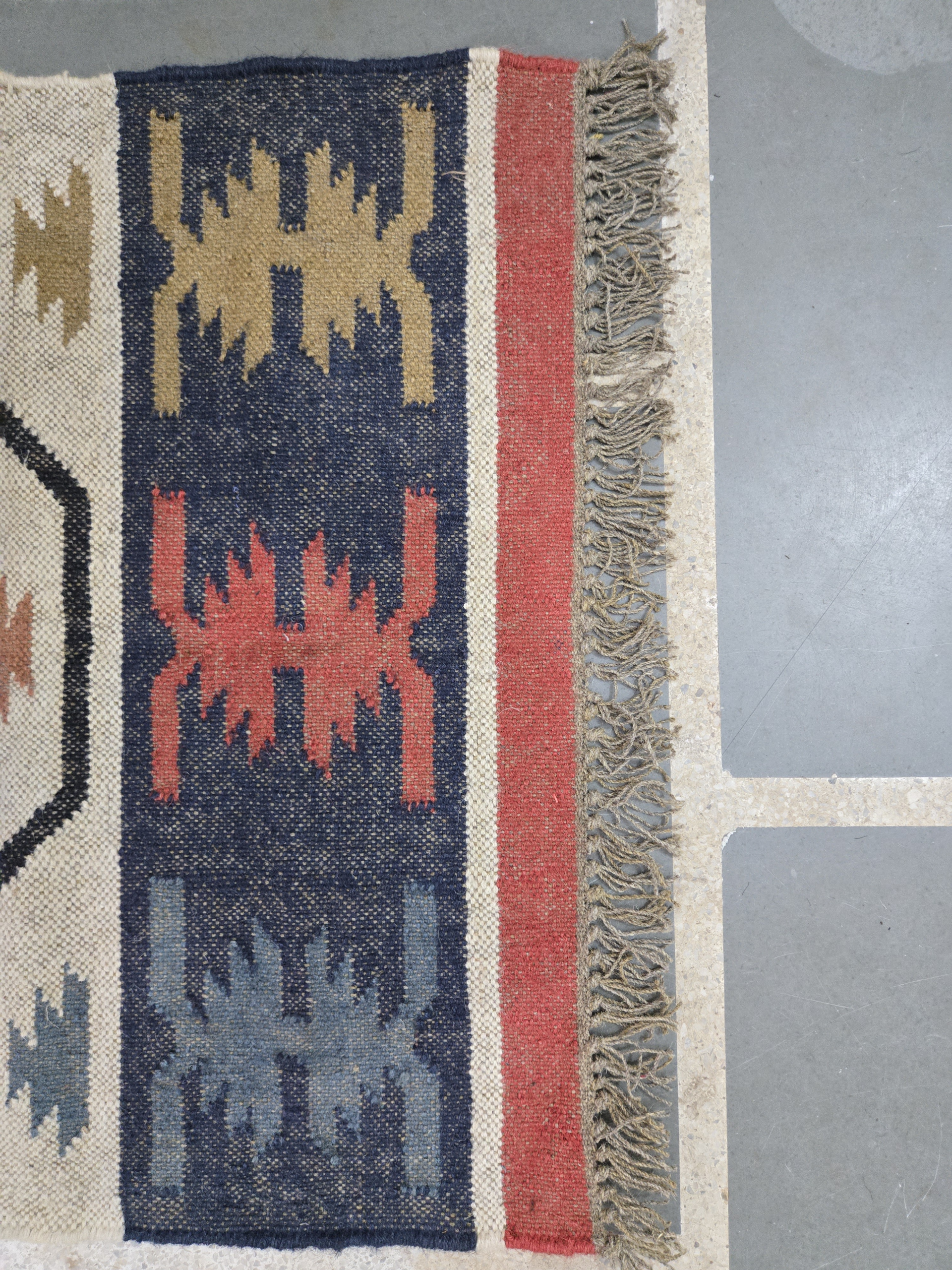 Tribal kilim rug navy stripes