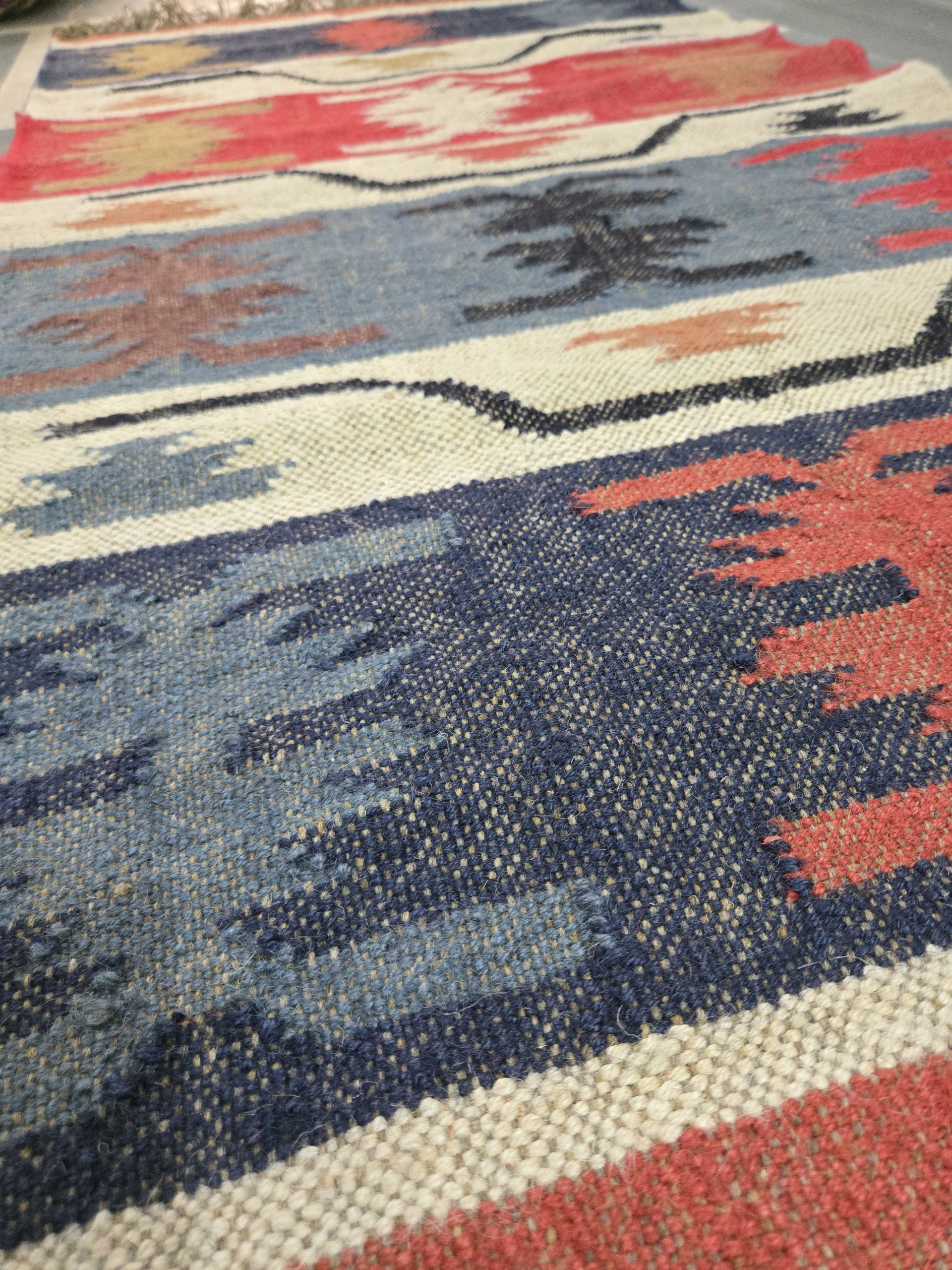 Tribal Kilim Rug | Handmade Bold Totem Stripe Design - Image 2