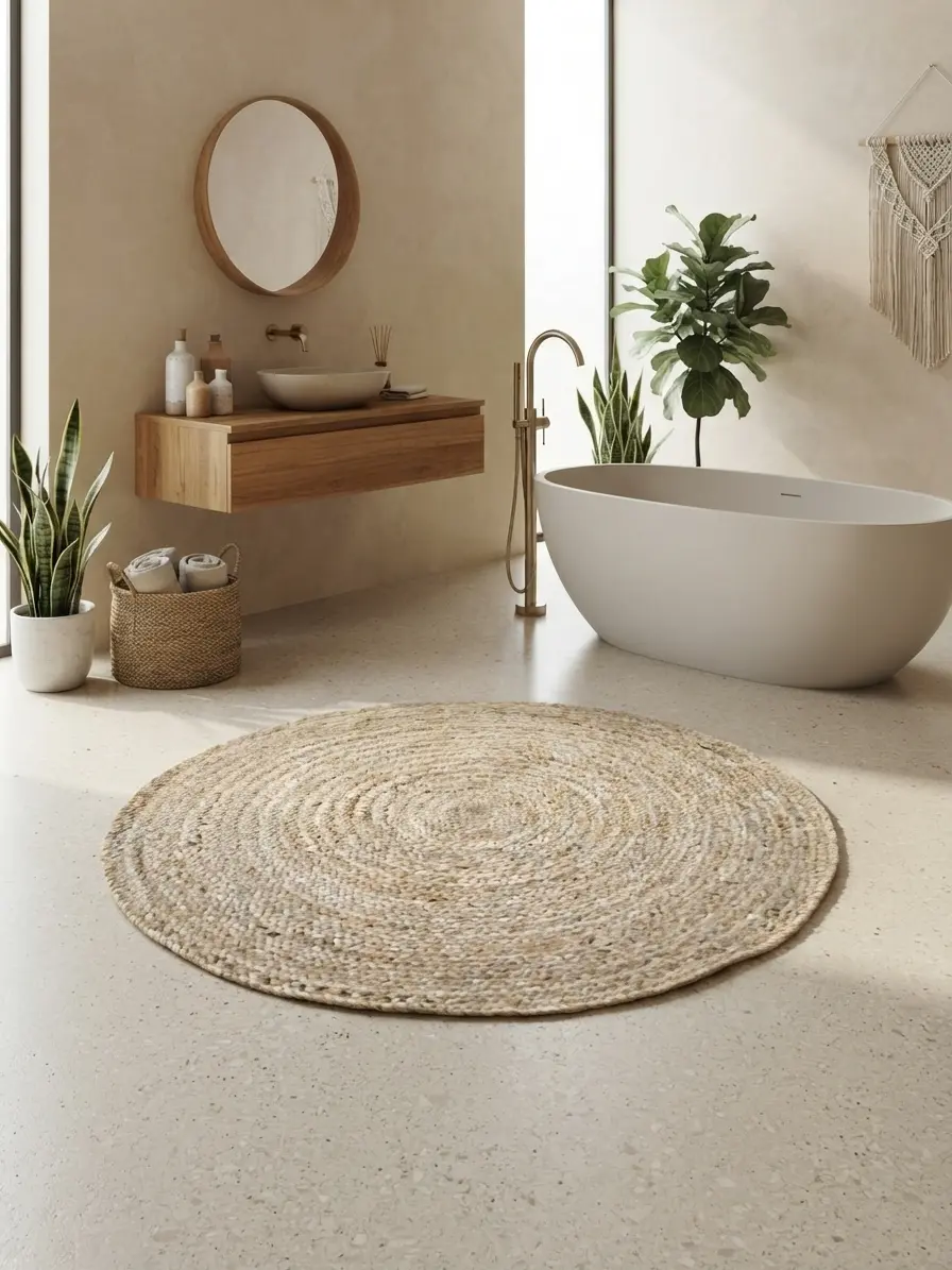 Wite Braided Bathroom Rug