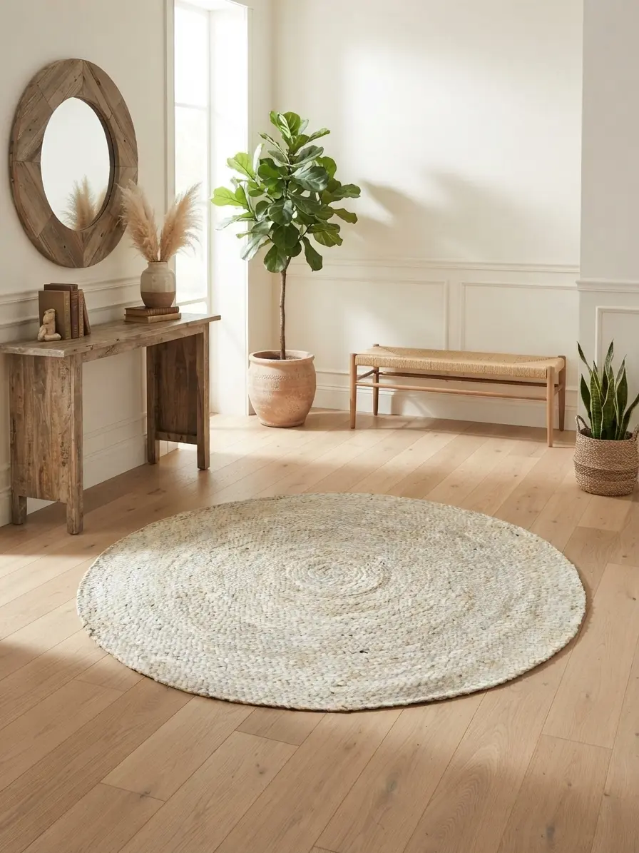 Wite Braided Hall Rug