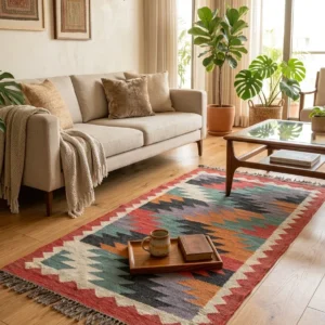 Wool jute area rug design