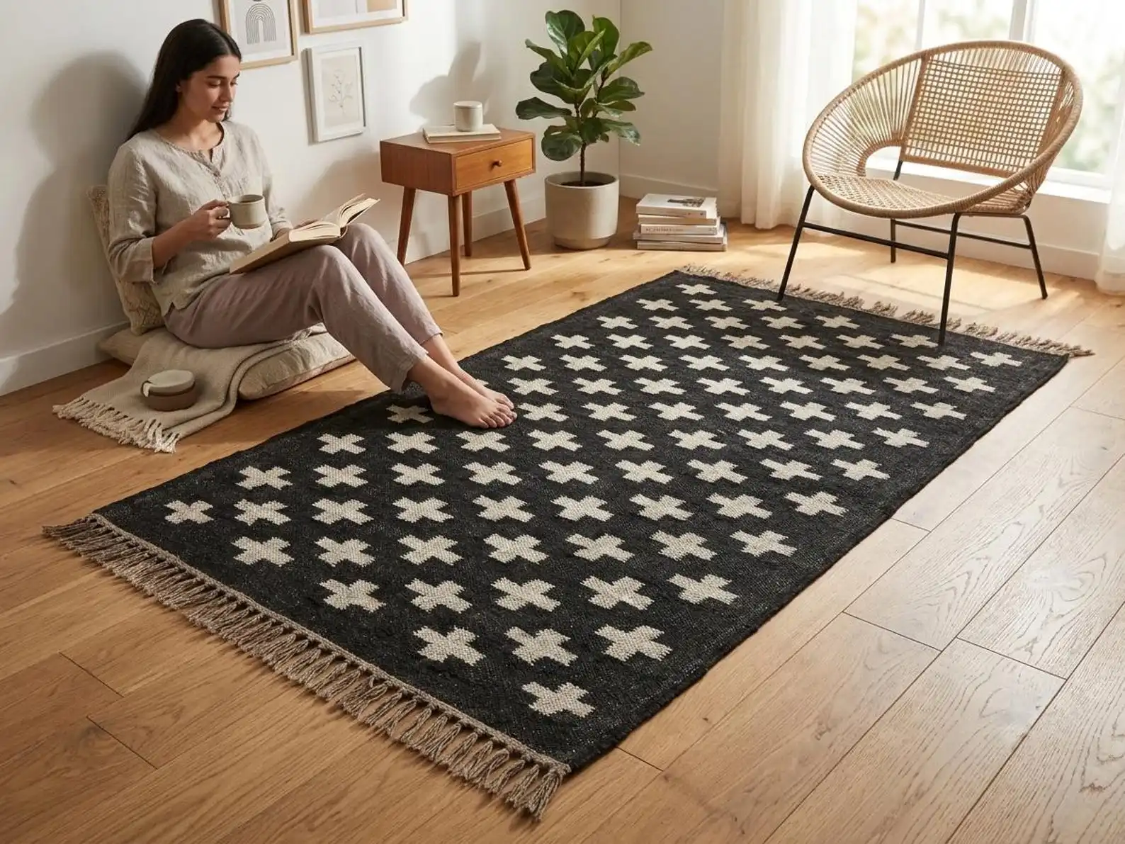 geometric tribal pattern rug