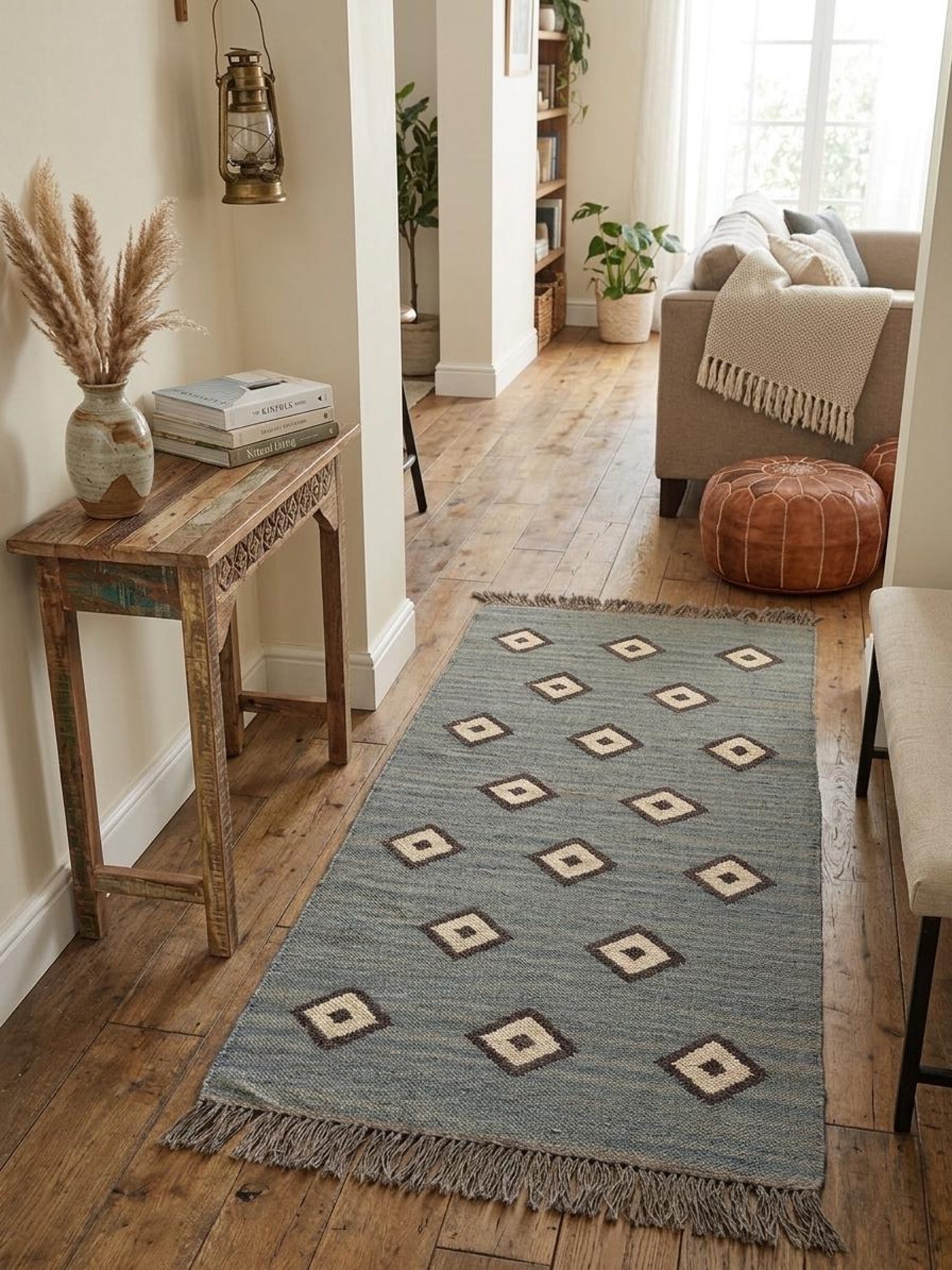 Blue Cream Tribal Kilim