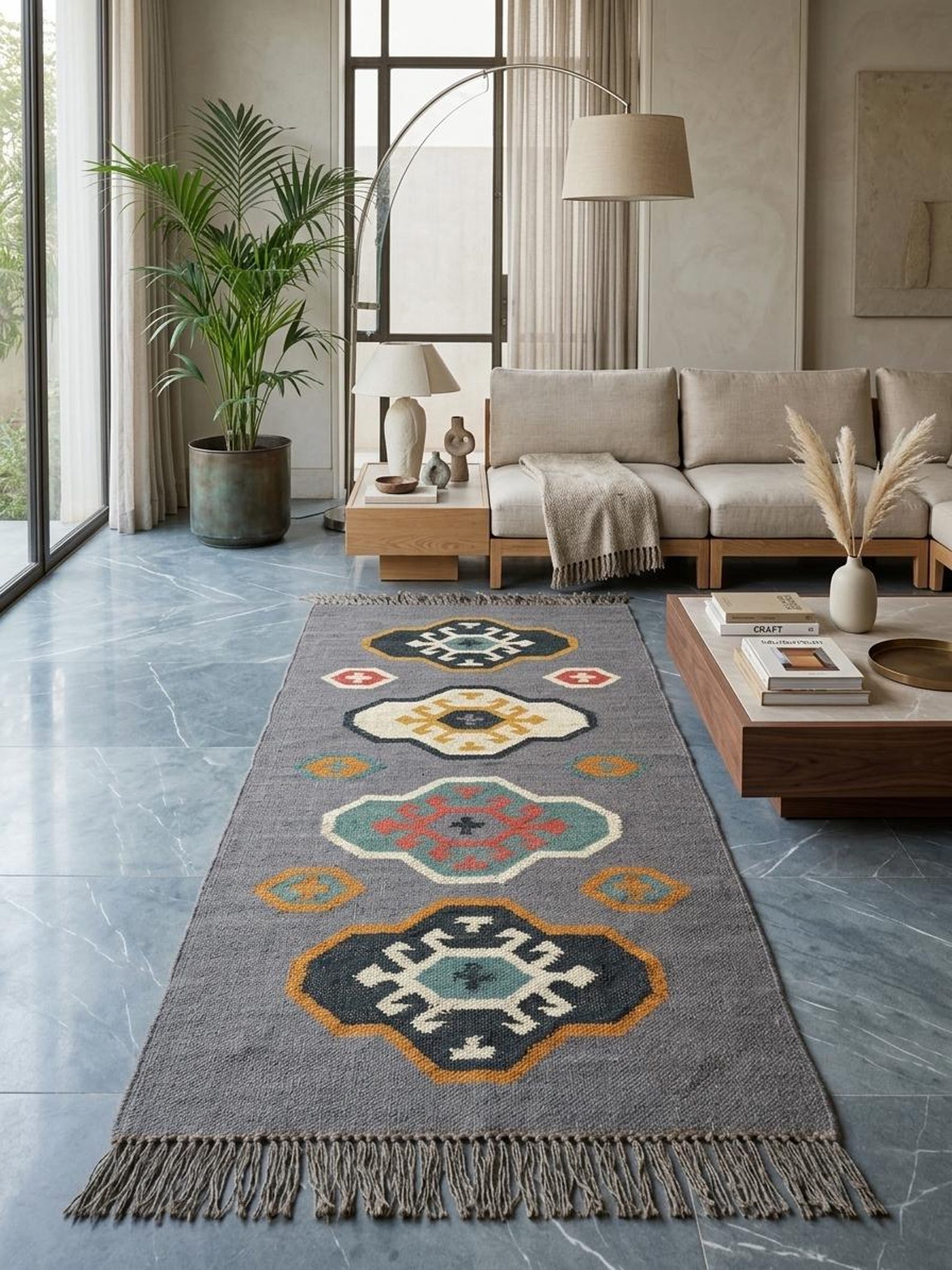 Black Cream Tribal Kilim
