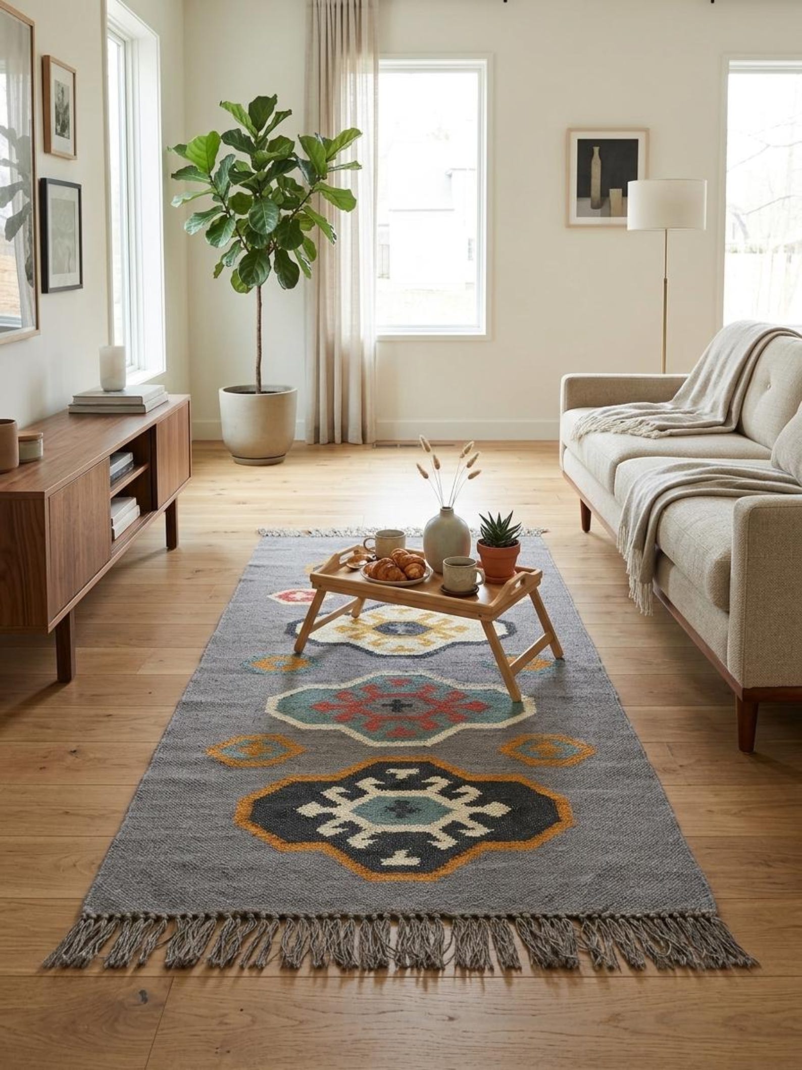 Handwoven Wool Jute Kilim