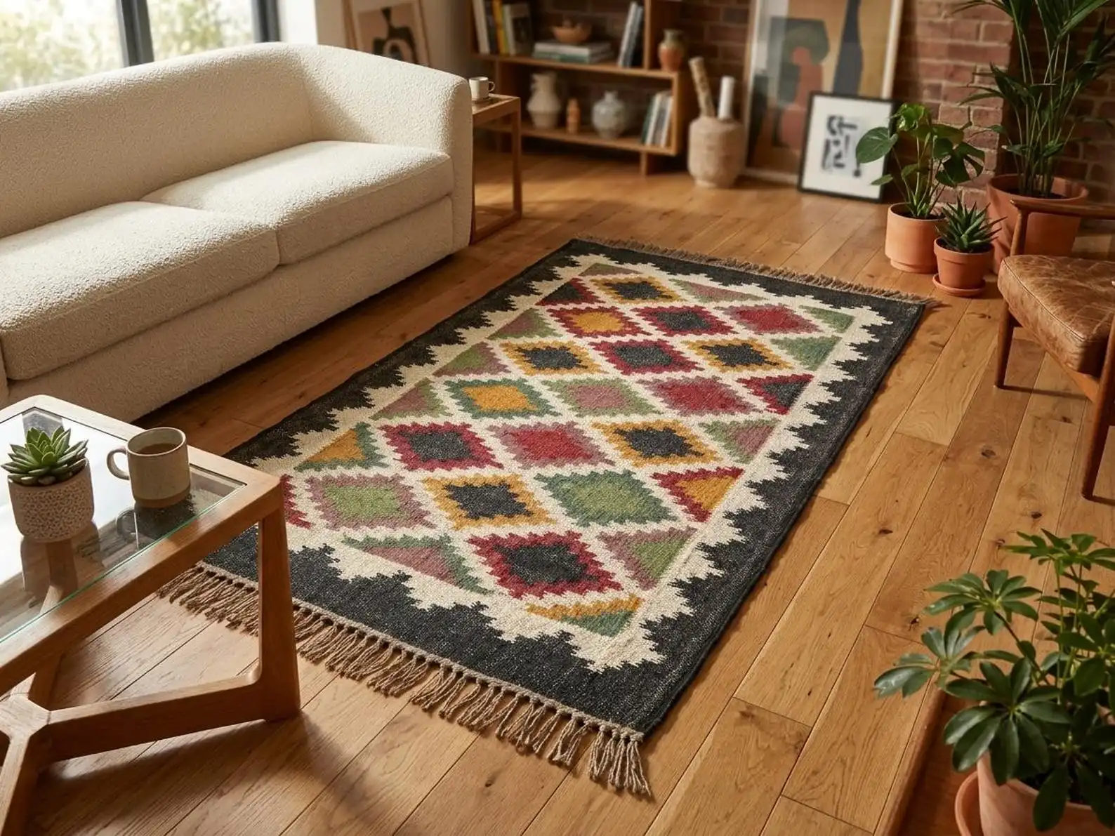 tribal zigzag pattern rug
