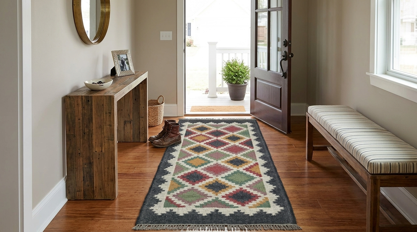 Handwoven Geometric Kilim Rug